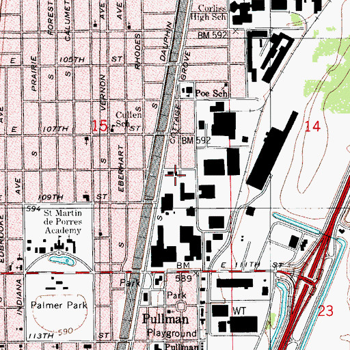 Topographic Map of North Pullman Fire Station (historical), IL