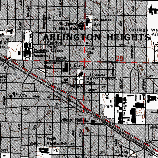 Topographic Map of North School Park, IL