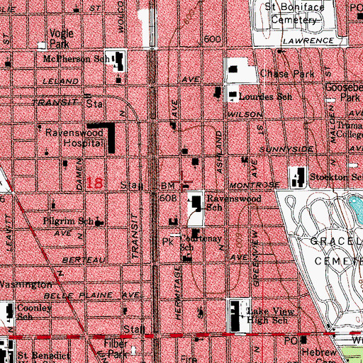Topographic Map of North Shore Spanish Baptist Church, IL