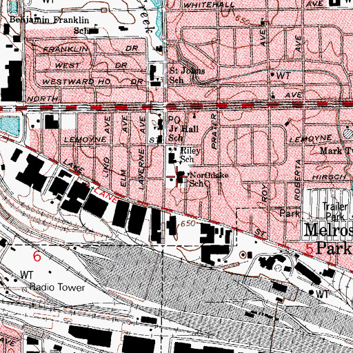 Topographic Map of Northlake Middle School, IL