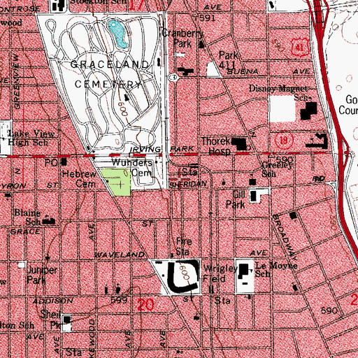 Topographic Map of Northland Hall, IL
