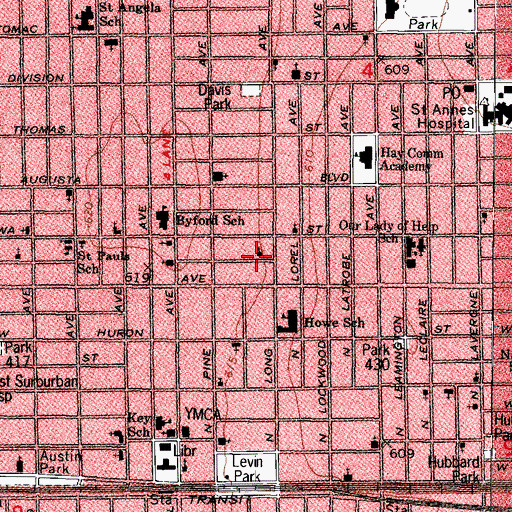 Topographic Map of Northside Church of God in Christ, IL