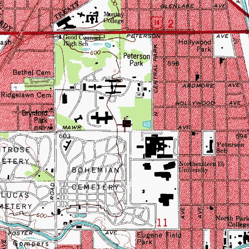 Topographic Map of Northside Learning Center, IL