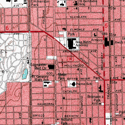 Topographic Map of Northside United Pentecostal Church, IL