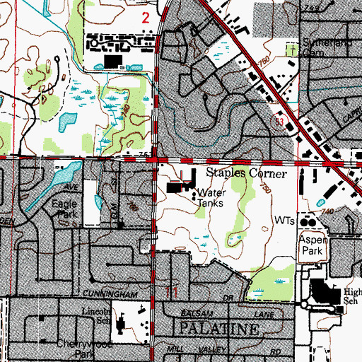 Topographic Map of Northwest Shopping Center, IL