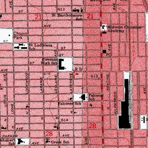 Topographic Map of Northwestern Business College, IL