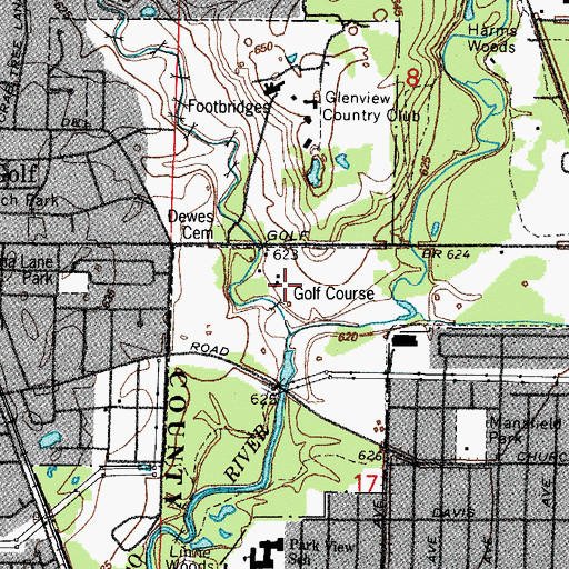 Topographic Map of Northwestern Golf Club, IL