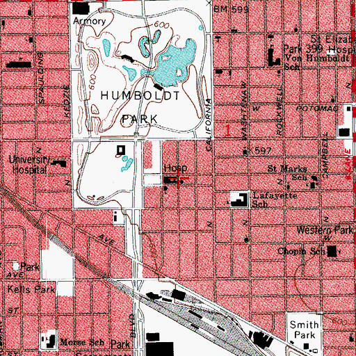 Topographic Map of Norwegian American Hospital, IL