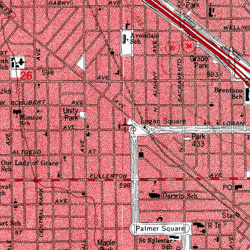 Topographic Map of Norwegian Memorial Lutheran Church, IL