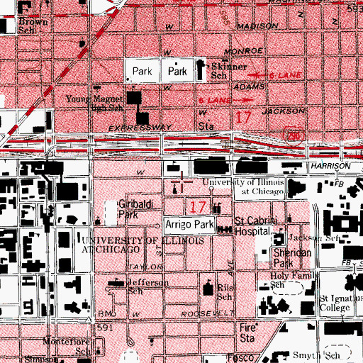 Topographic Map of Notre Dam Roman Catholic Church, IL