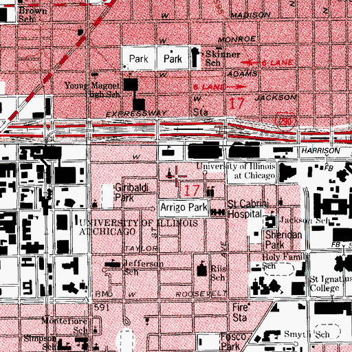 Topographic Map of Notre Dame School, IL