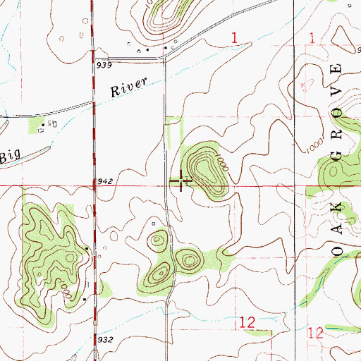 Topographic Map of Big River Presbyterian Cemetery, WI