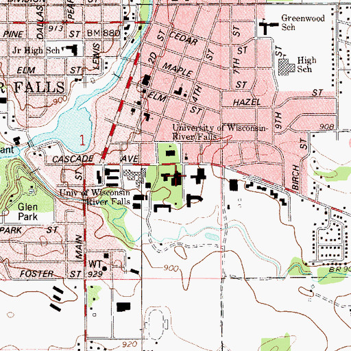 Topographic Map of Chalmer Davee Library, WI