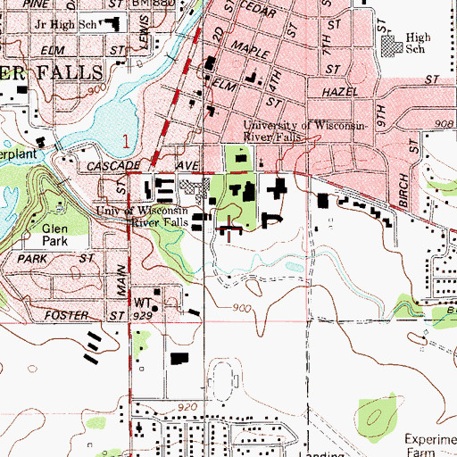 Topographic Map of Hathorn Hall, WI