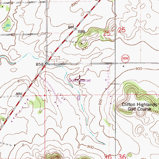 Topographic Map of Highlands Golf Club, WI