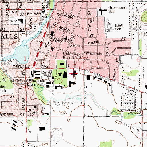 Topographic Map of Klienpell Fine Arts Building, WI