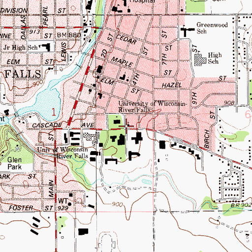 Topographic Map of Luther Memorial Lutheran Church, WI