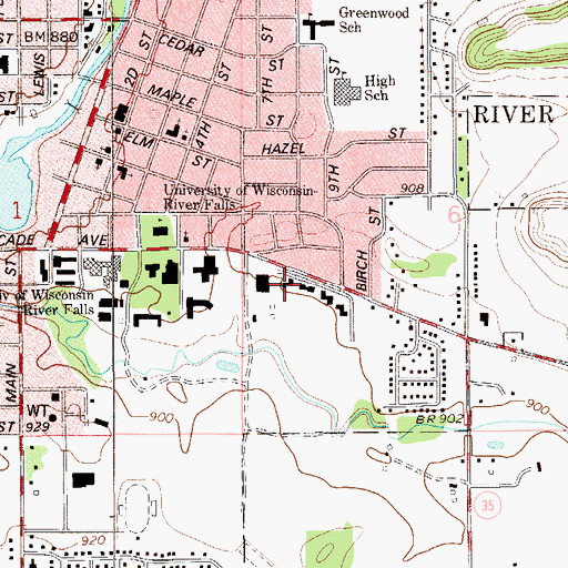 Topographic Map of McMillian Hall, WI