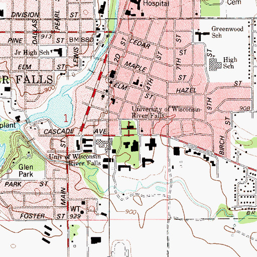 Topographic Map of North Hall, WI