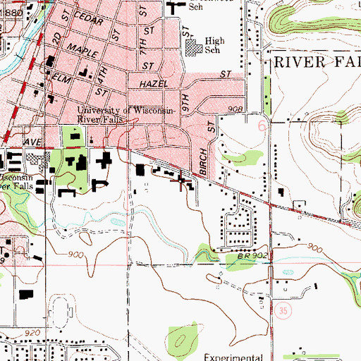 Topographic Map of Parker Hall, WI