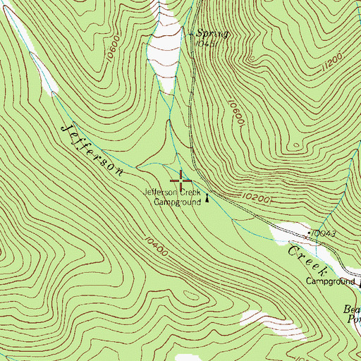 Topographic Map of Jefferson Creek, CO