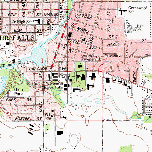 Topographic Map of South Hall, WI