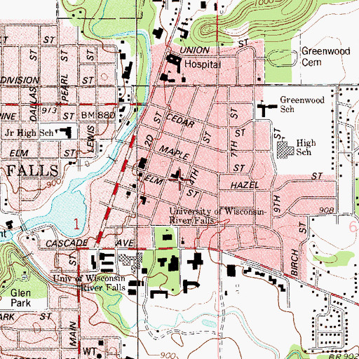 Topographic Map of Trinity Episcopal Church, WI