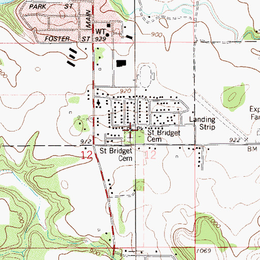 Topographic Map of Wells Park, WI