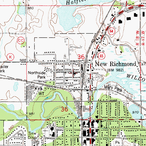 Topographic Map of First Lutheran Church, WI