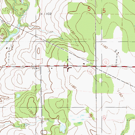 Topographic Map of Green Creek School (historical), WI