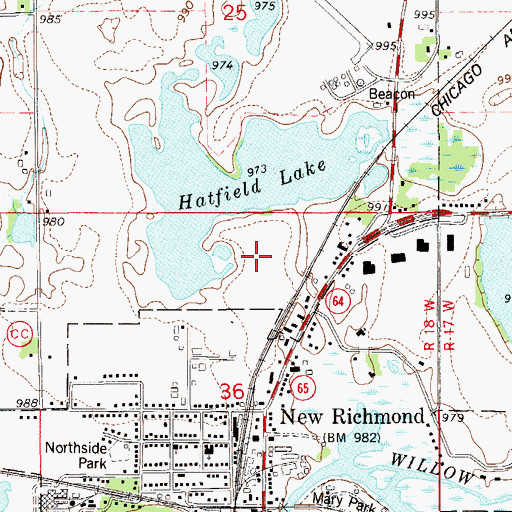 Topographic Map of Hatfield Park, WI