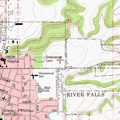 Topographic Map of Hoffman Park, WI