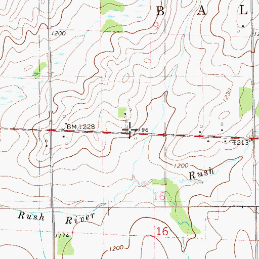 Topographic Map of Honyard School (historical), WI