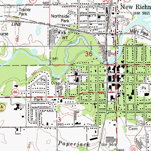 Topographic Map of Immaculate Conception Catholic Church, WI