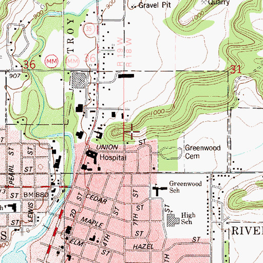 Topographic Map of Mound Park, WI