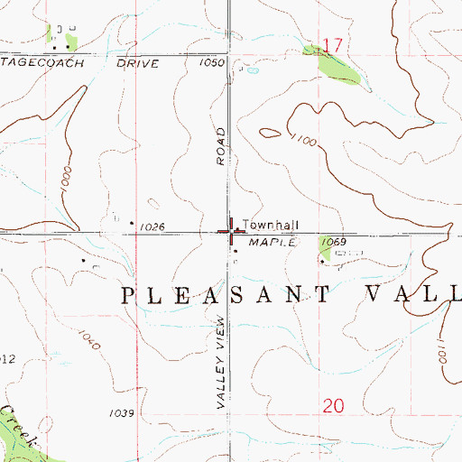 Topographic Map of Pleasant Valley Townhall, WI