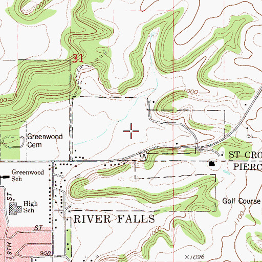 Topographic Map of River Falls Area Hospital, WI