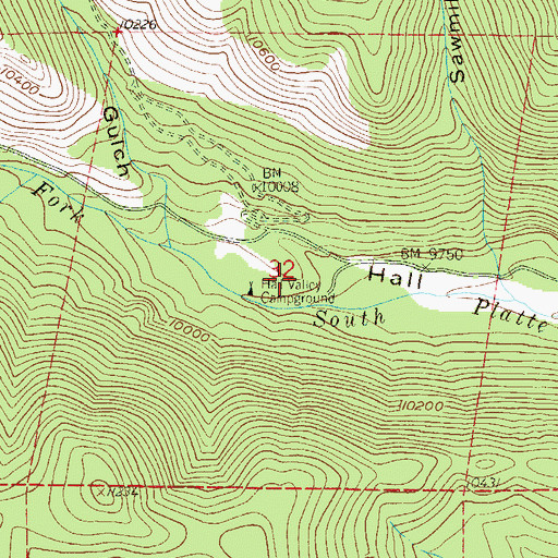 Topographic Map of Hall Valley Campground, CO