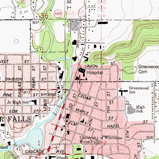 Topographic Map of Saint Bridget Parish School, WI