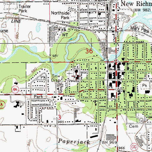 Topographic Map of Saint Mary's School, WI