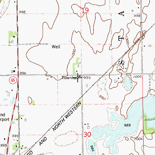 Topographic Map of Stanton Townhall, WI