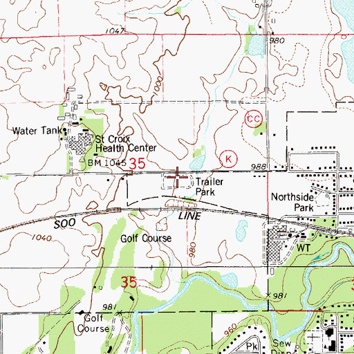 Topographic Map of Woodbridge Trailer Court, WI