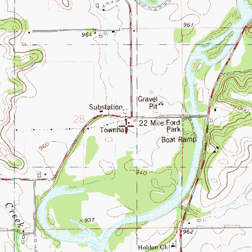 Topographic Map of Grant Townhall, WI