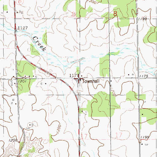 Topographic Map of Wilson Townhall, WI