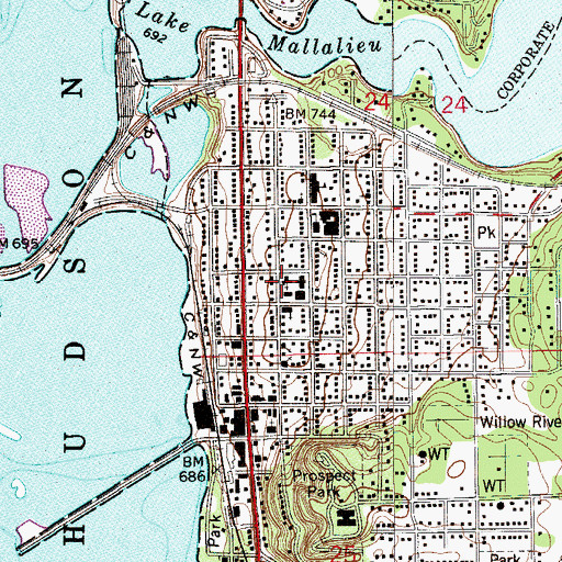Topographic Map of Bethel Lutheran Church, WI