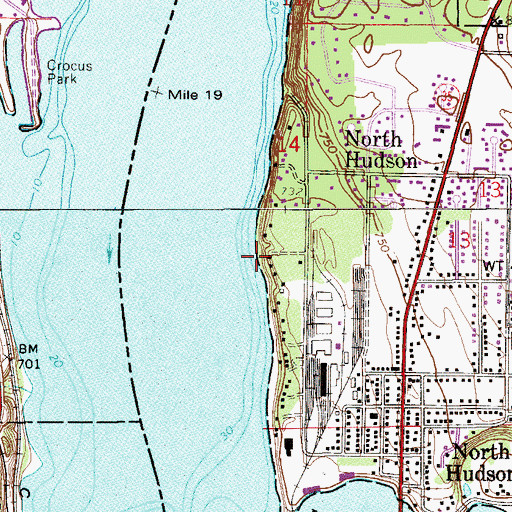 Topographic Map of Browns Beach, WI