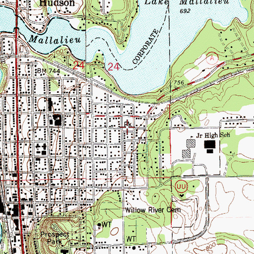 Topographic Map of Burton Field, WI