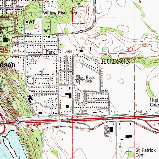 Topographic Map of E P Rock Elementary School, WI