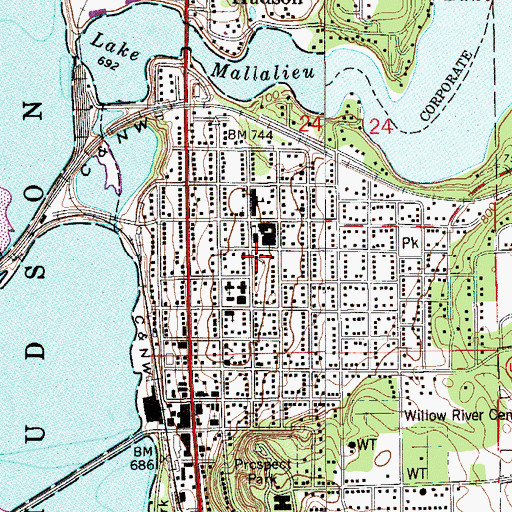 Topographic Map of Faith Community Church of Hudson, WI