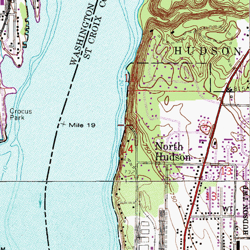 Topographic Map of Ferry Landing Park, WI